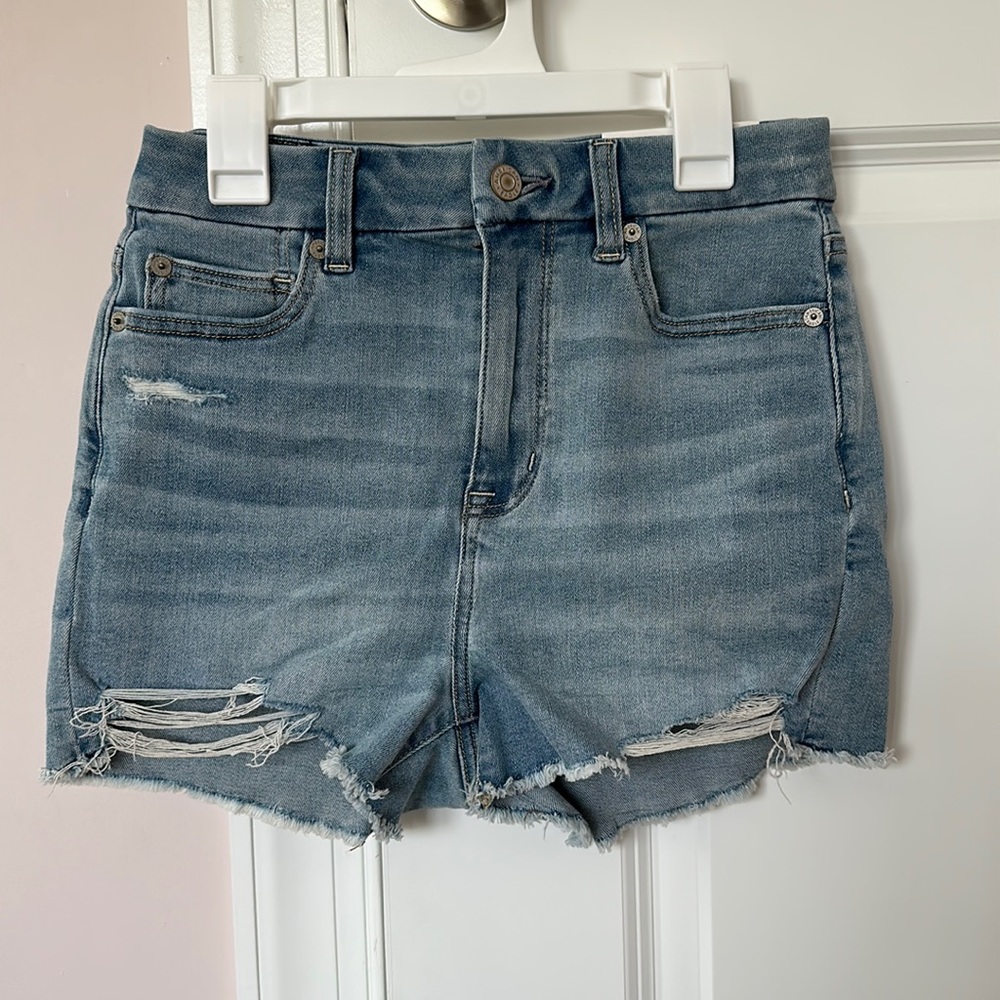 American Eagle Jean Shorts. Blue, Curvy Hi-Rise Shortie